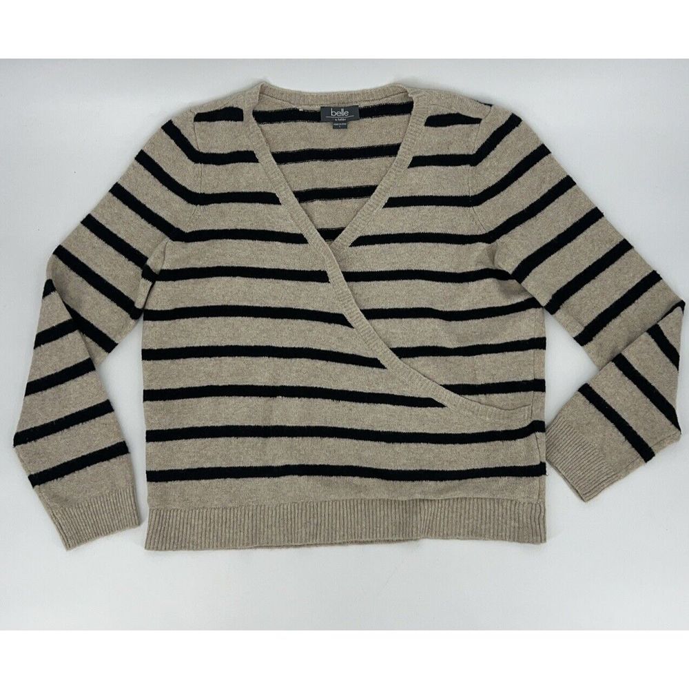 Women's belle by belldini‎ Striped Black And Tan Sweater Large